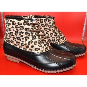Magellan Outdoors Youth Duck Boots Size 6 Leopard Print Waterproof Winter Rain